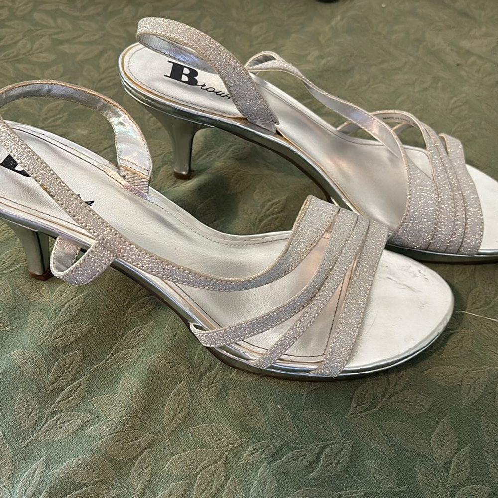 Browns sparkly silver strappy sandals in great condition